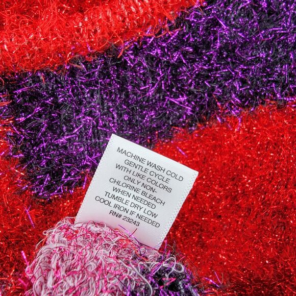 New York and Company Top Womens XL Metallic Eyelash Shimmer Knit Colorblock - Picture 15 of 15